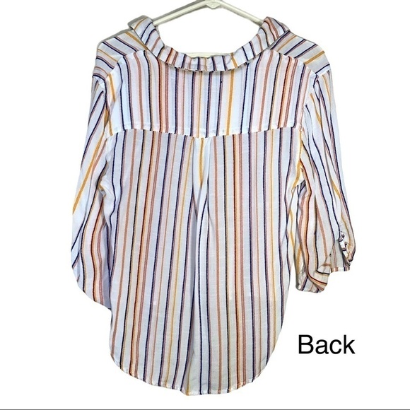 Dizzire 3/4 Sleeve Soft Multicolored Stripe Flowy V-Neck Blouse Size Small - Picture 9 of 14